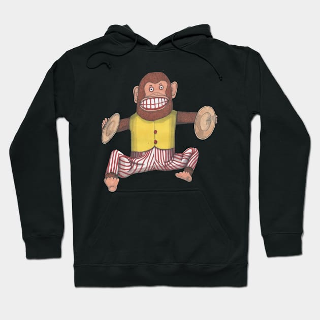 Monkey, Clapping Monkey, classic wind up toy. Hoodie by krisevansart